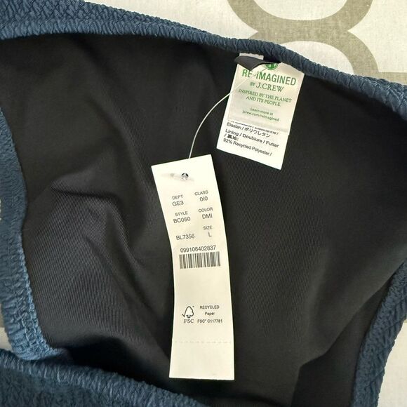 J.Crew Textured curved-waist cheeky bikini bottom NWT Size L - Picture 6 of 6